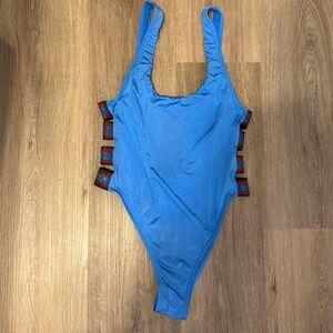 The Bikini Lab Blue Side Strap One Piece Swimsuit Medium EUC